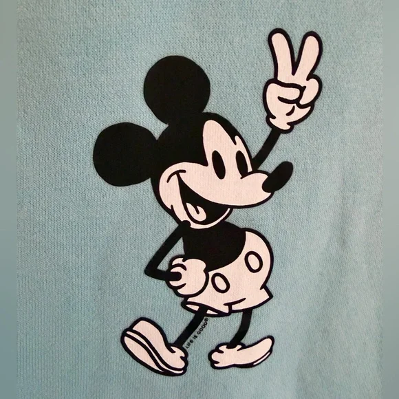 Life is Good x Disney Mickey aqua blue sweatshirt hoodie women's XS - Picture 3 of 5